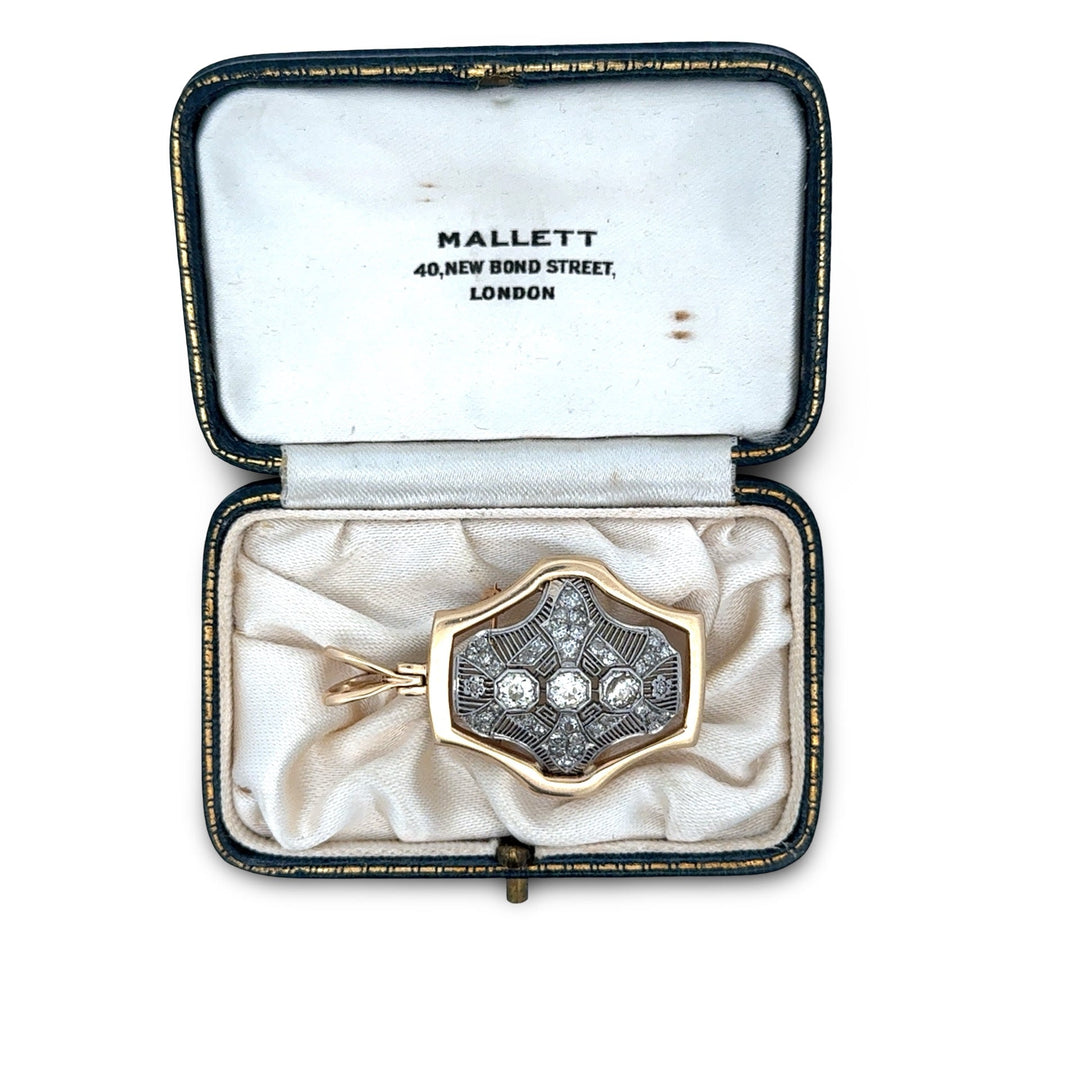 Diamond Filigree Platinum and 14K Yellow Gold Pendant/Brooch