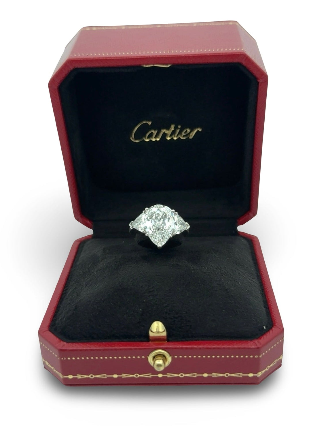 Cartier 4.07ct. Center Diamond and 1.38 cttw Side Trillion Diamond Platinum Engagement Ring (GIA Cert)