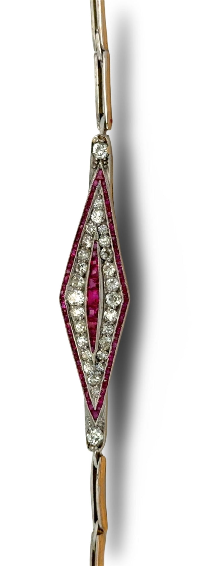 Art Deco Diamond and Ruby Platinum and 18K Yellow Gold Bracelet