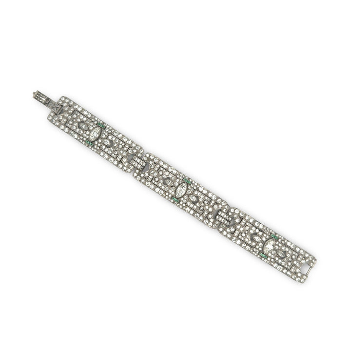 Art Deco 23.50cttw Diamond and Emerald Platinum Bracelet