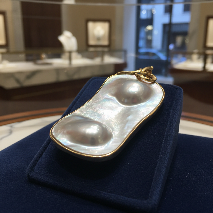 Designer Mabe Pearl and Diamond 14K Yellow Gold Pendant/Enhancer