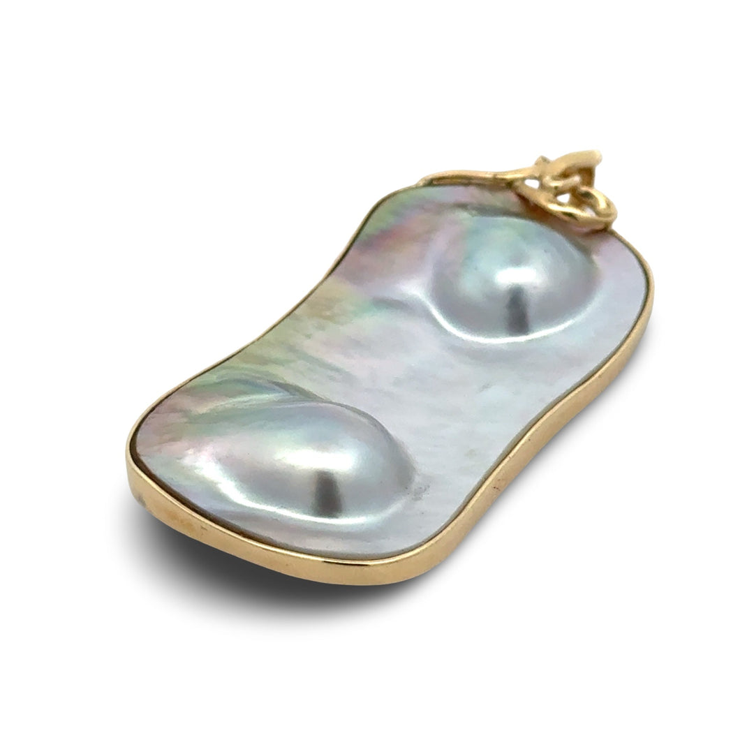 Designer Mabe Pearl and Diamond 14K Yellow Gold Pendant/Enhancer