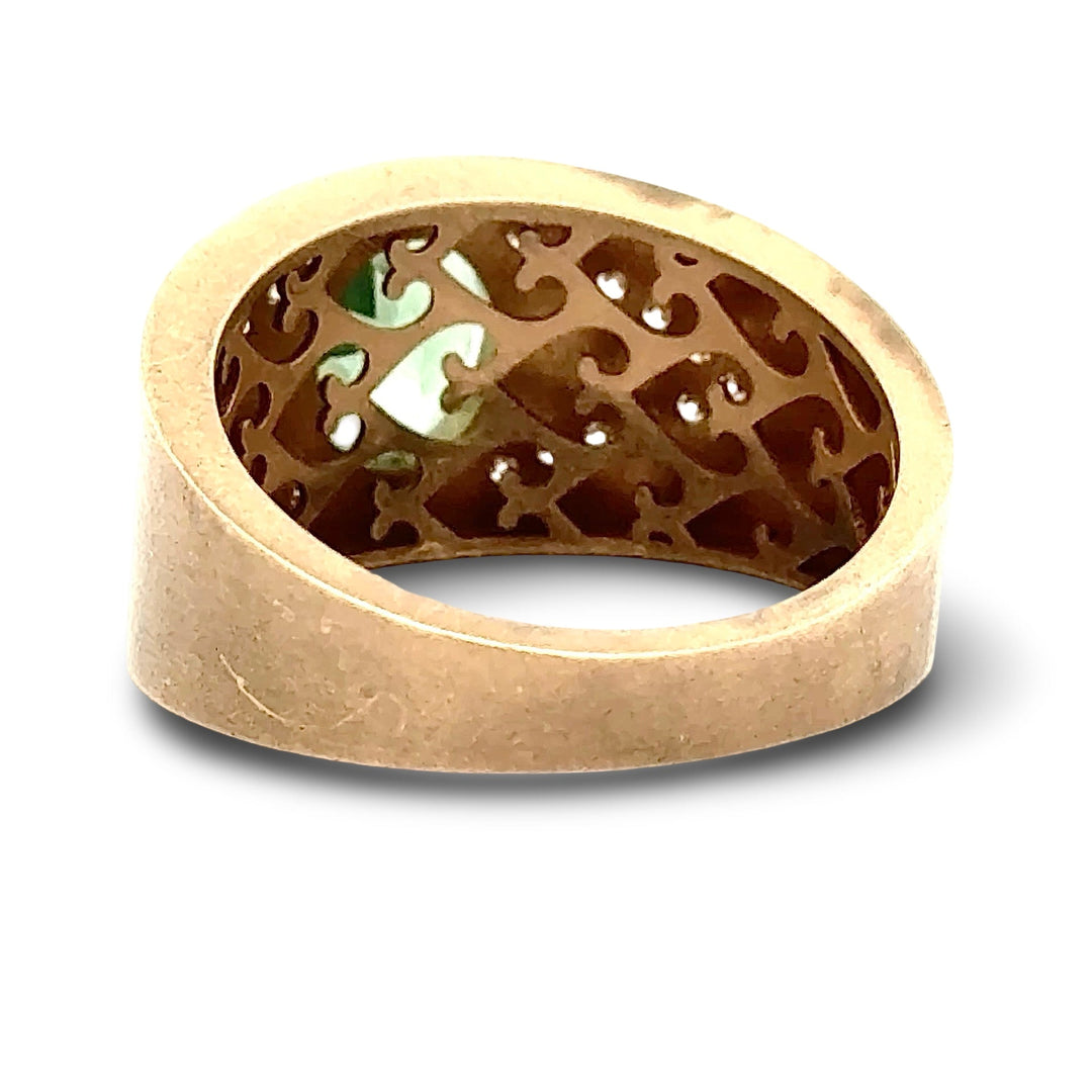 1990's Diamond and Indicolite 14k Yellow Gold Ring