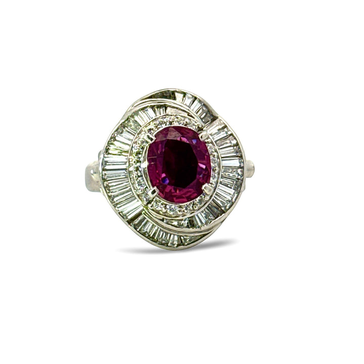 1970's Modern Ruby and Diamond Platinum Ring