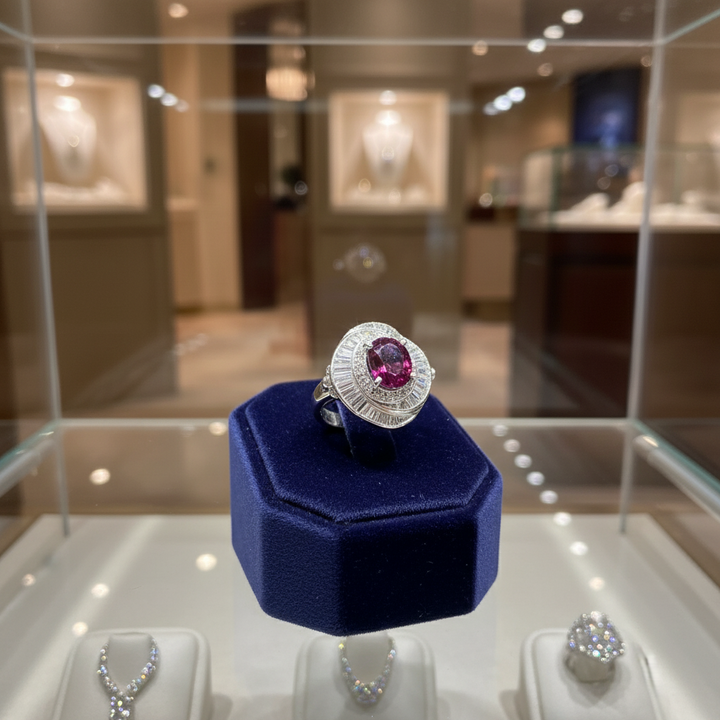 1970's Modern Ruby and Diamond Platinum Ring