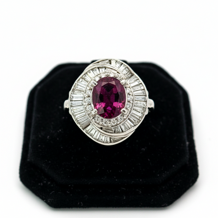 1970's Modern Ruby and Diamond Platinum Ring