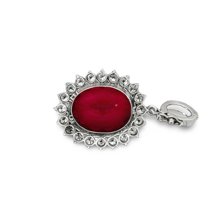 13.71ct Oval Pink Tourmaline Diamond and Platinum Pendant