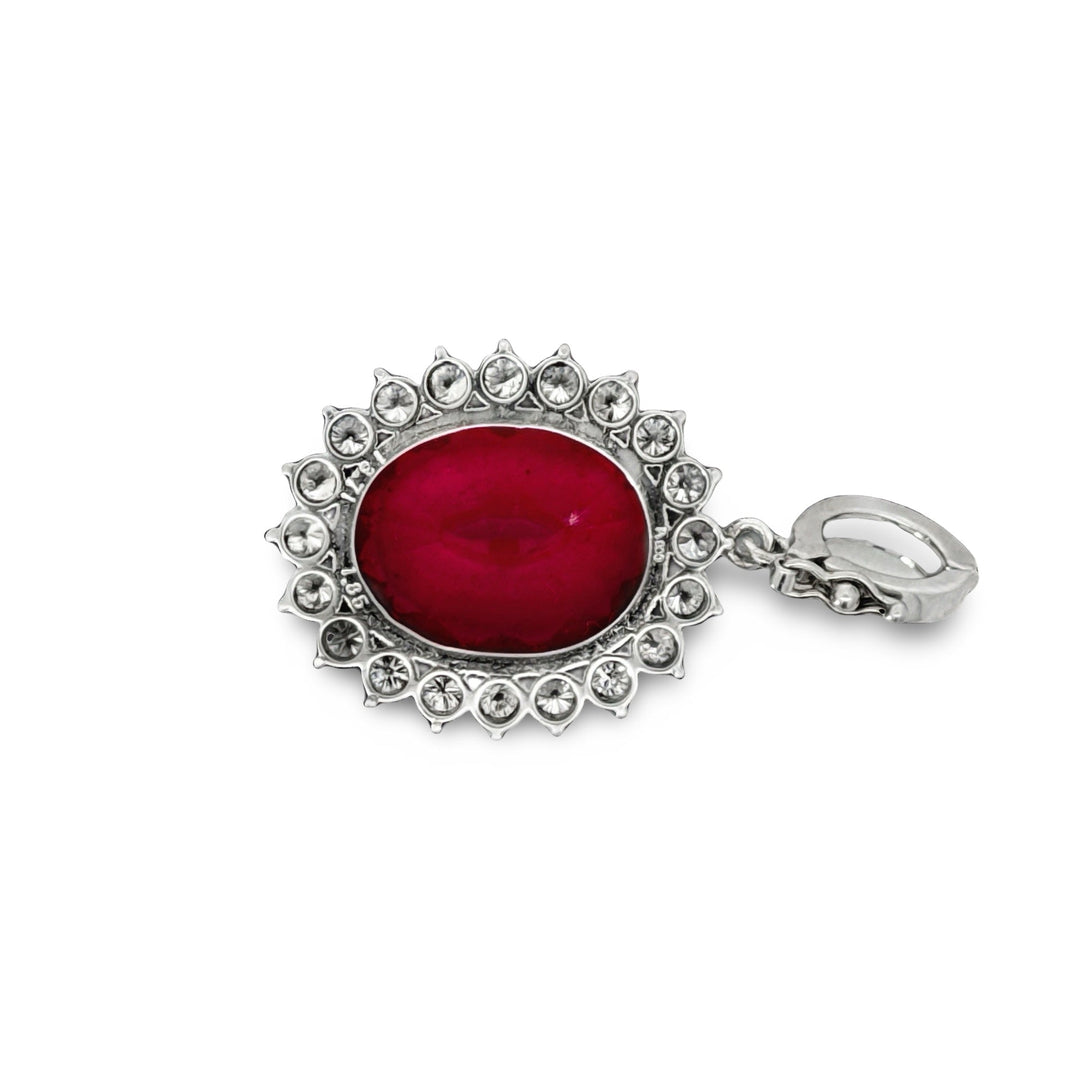 13.71ct Oval Pink Tourmaline Diamond and Platinum Pendant