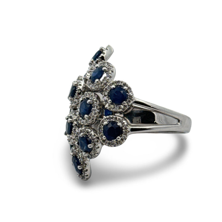 Effy Sapphire, Diamond and 14K White Gold Ring