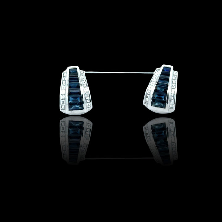 Sapphire and Diamond 18K White Gold Dangle Earrings