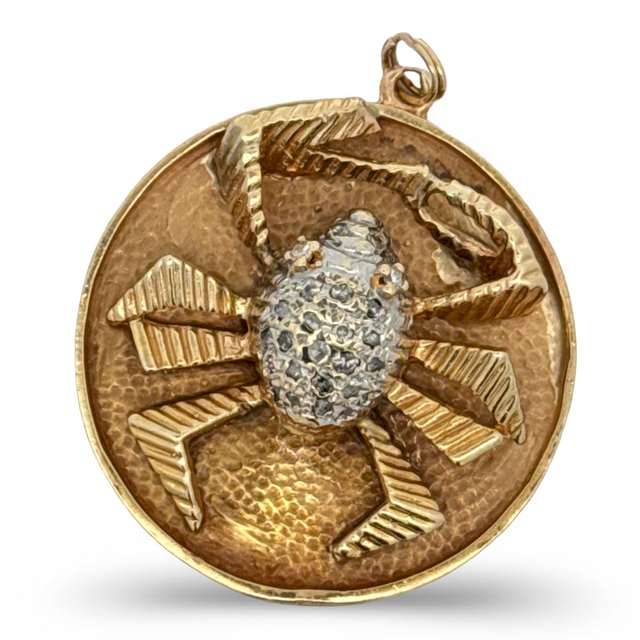 Diamond Crab 14K Yellow Gold Pendant
