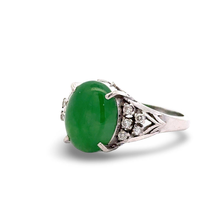 Jade and Diamond Platinum Ring