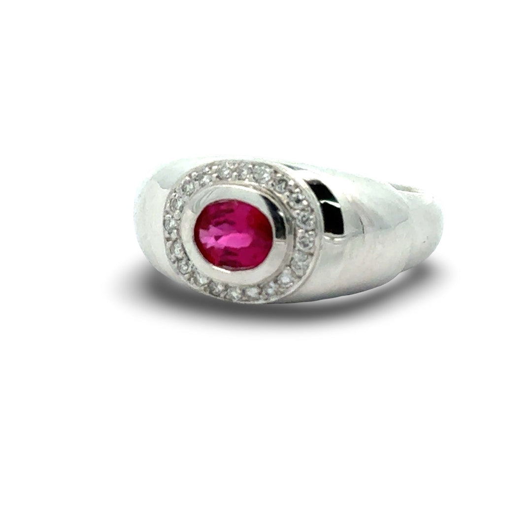 Fine Ruby and Diamond Platinum Ring