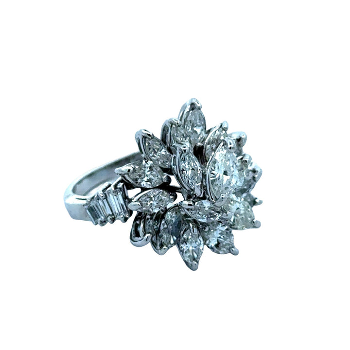 1970's Diamond and Platinum Cluster Ring