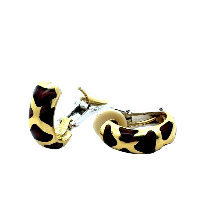 Roberto Coin Giraffe Enamel 18K Yellow Gold Earrings