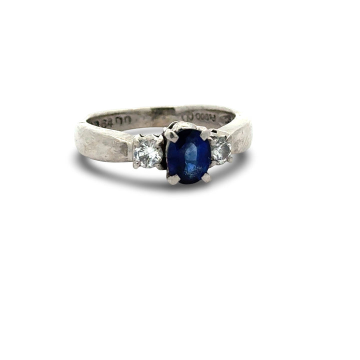 Fine Sapphire and Diamond Platinum Ring