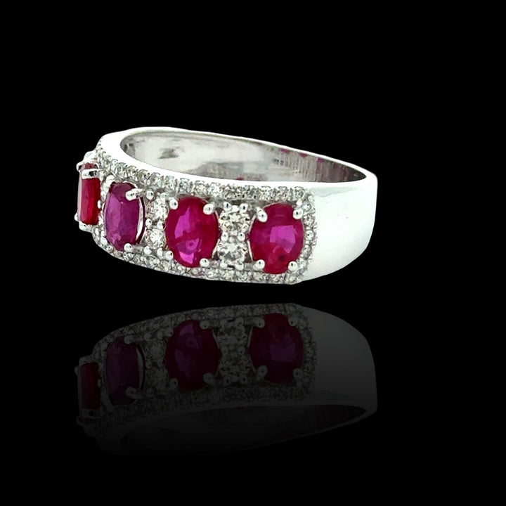 Ruby and Diamond 18K White Gold Ring