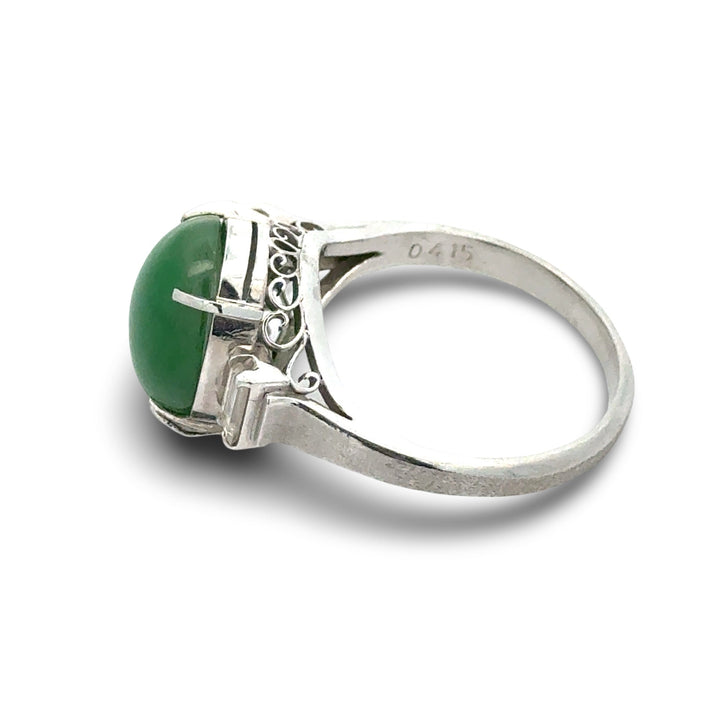 Fine Jade and Diamond Platinum Ring