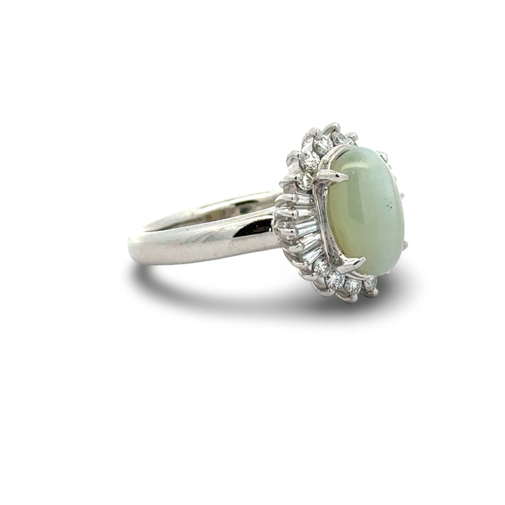 Cats Eye Chrysoberyl and Diamond Platinum Ring
