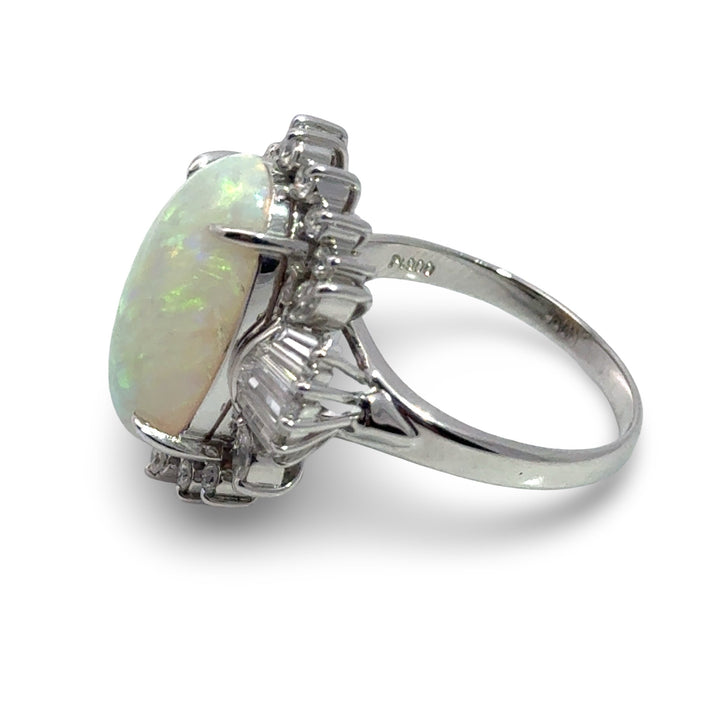 Fine Opal and Diamond Platinum Ring