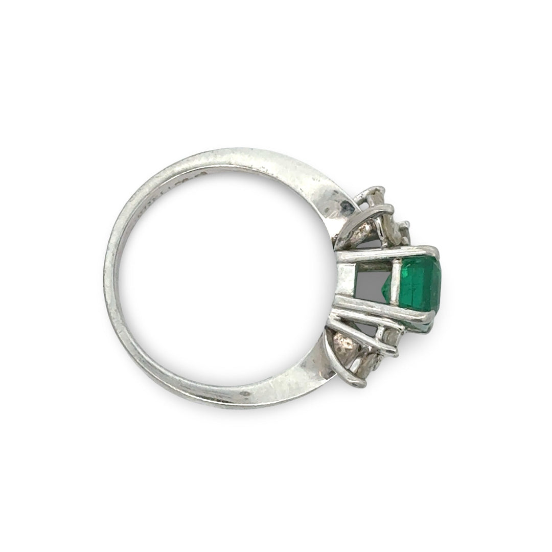 Designer Sena Emerald and Diamond Platinum Ring