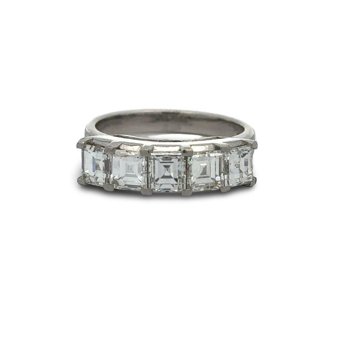 Classic 5 Stone Asscher Cut 2.36cttw. Diamond Platinum Ring