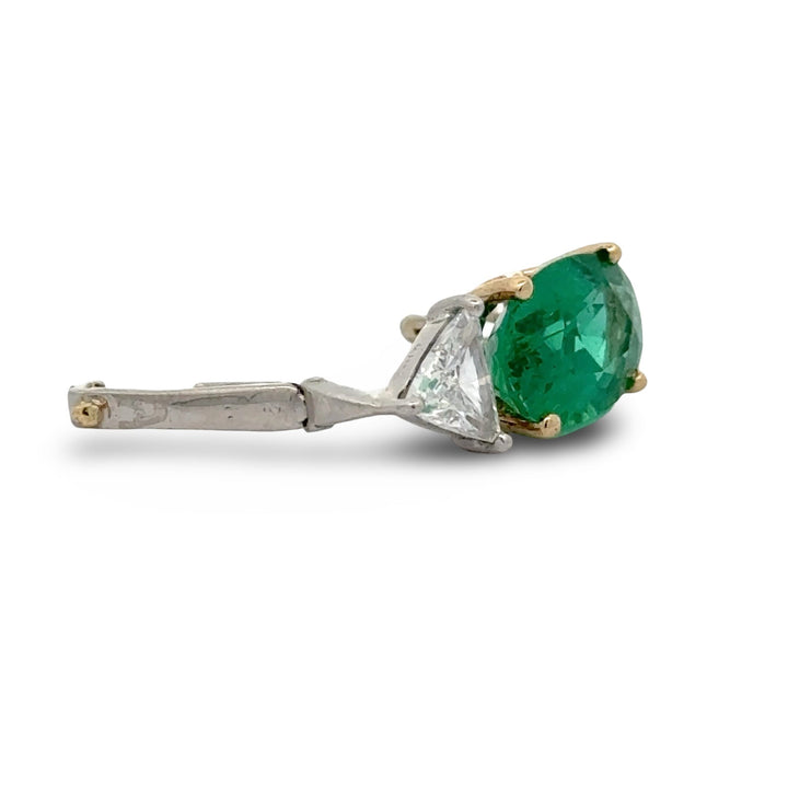 Spark Creations Emerald and Diamond 18Kt Yellow Gold and Platinum Pendant