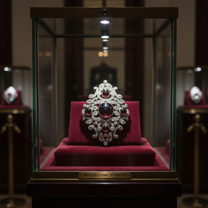 Victorian 1880's Diamond and Garnet 14k White Gold and Silver Pendant/Brooch