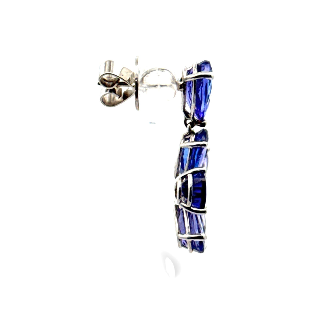 2000's Tanzanite and Diamond Cluster Flower Earrings