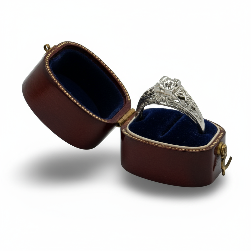 Art Deco 1920's Diamond 18K White Gold Ring