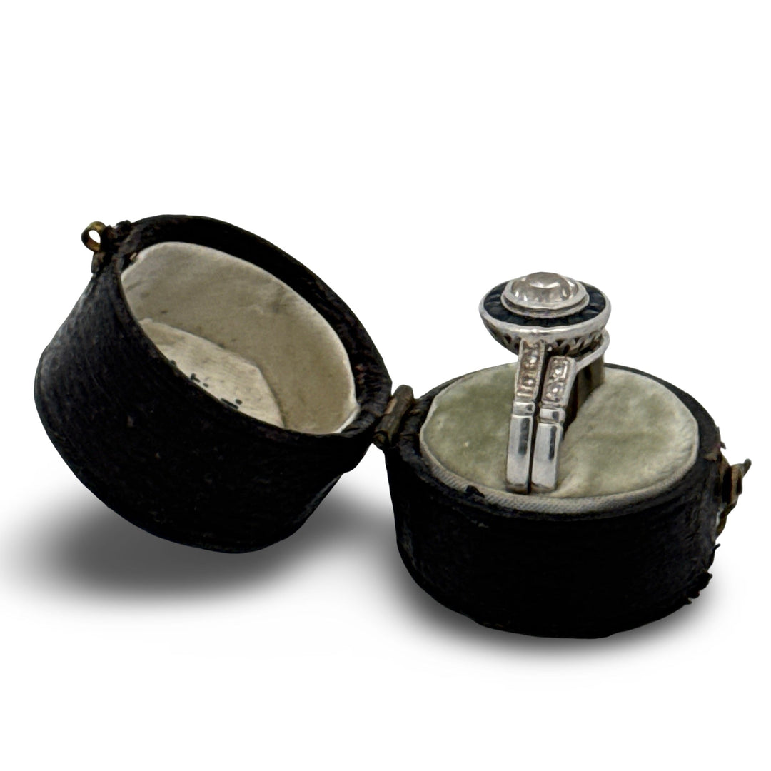 Art Deco 1925 Diamond and Sapphire Platinum Bridal Set