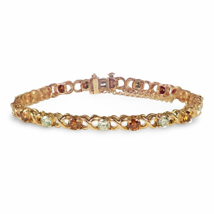 NYC Designer Oscar Heyman Natural Fancy Yellow and Orange Red 18K Yellow GOld Bracelet