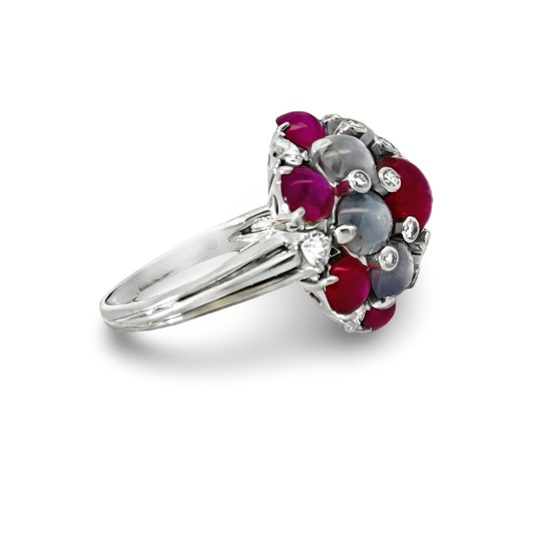 Oscar Heyman Star Ruby and Star Sapphire Platinum Ring