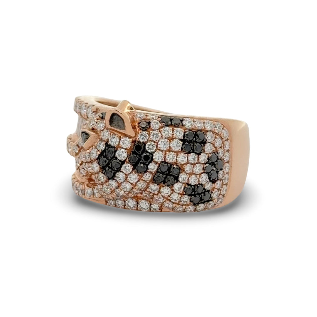 Black and White Diamond 14K Rose Gold Panther Ring