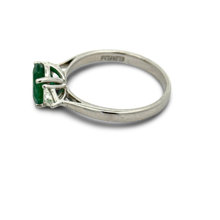 Effy Emerald and Diamond Platinum 3-Stone Ring