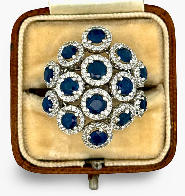 Effy Sapphire, Diamond and 14K White Gold Ring