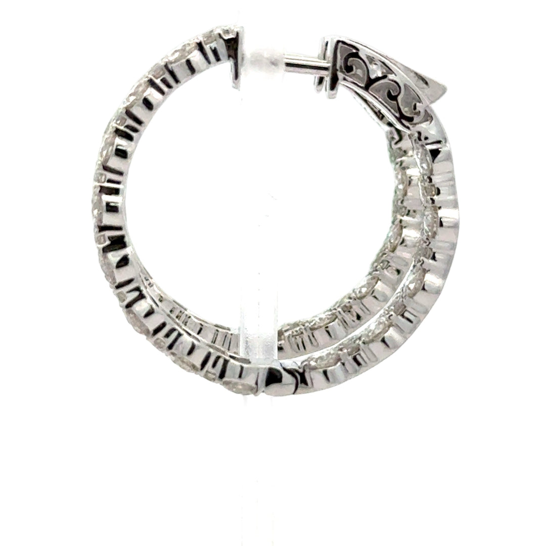 Double Row Inside/Outside Diamond 14Kt White Gold Earring
