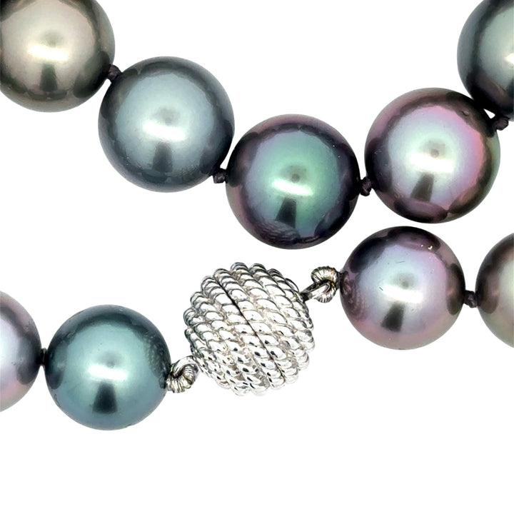 Fine Multi Color 10.50-12.30mm South Sea 18Kt White Gold Pearl Necklace