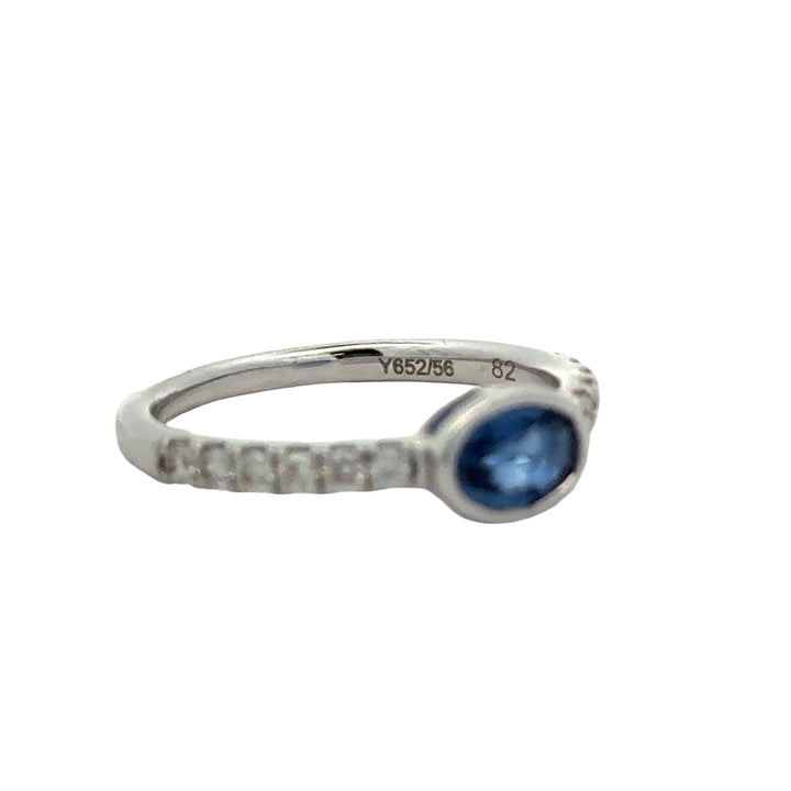 Fine Blue Sapphire and Diamond 14Kt White Gold Ring