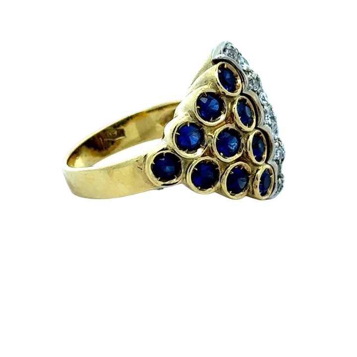 Sapphire, Diamond and 18K White and Yellow Gold Ring