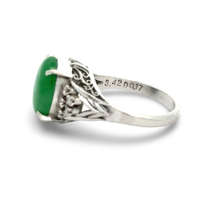 Jade and Diamond Platinum Ring