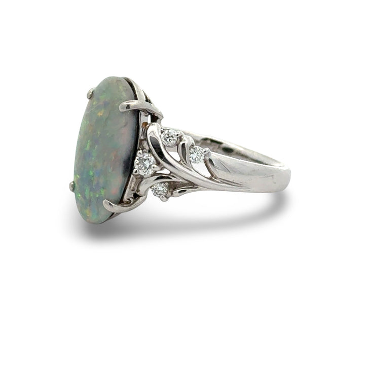 Fine Opal and Diamond Platinum Ring