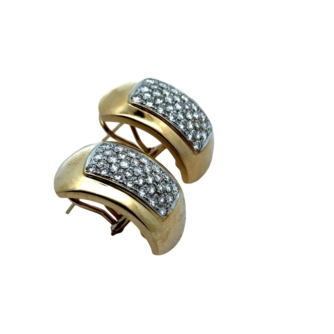 Diamond and 14K White and Yellow Gold Earrings