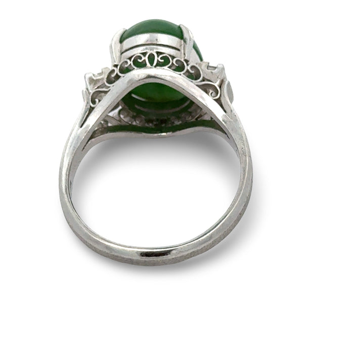 Fine Jade and Diamond Platinum Ring