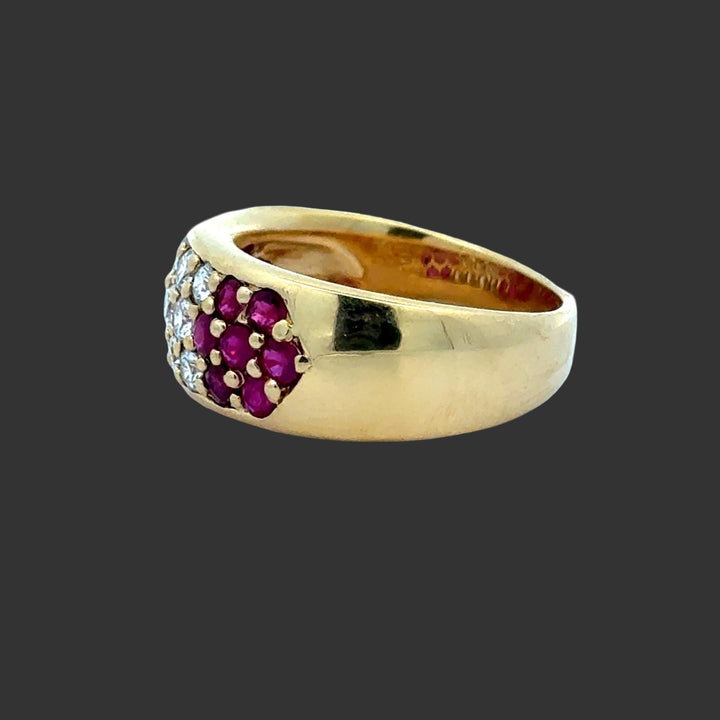 Diamond, Ruby and 18K Yellow Gold Ring