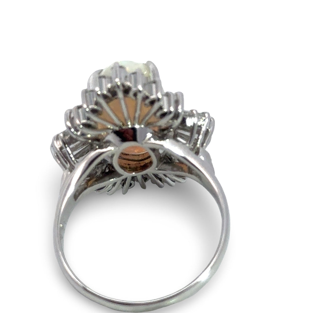 Fine Opal and Diamond Platinum Ring