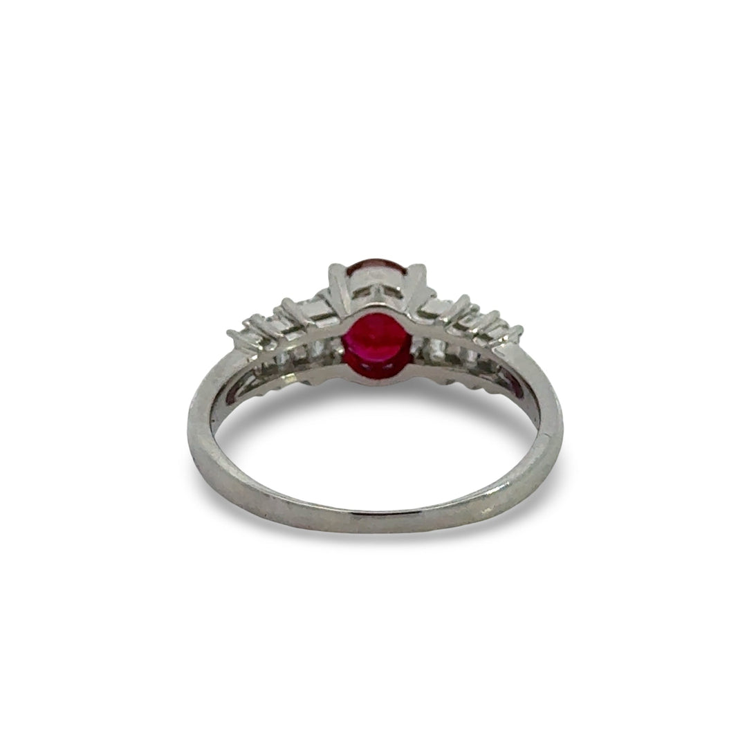 Fine Ruby and Diamond Platinum Ring