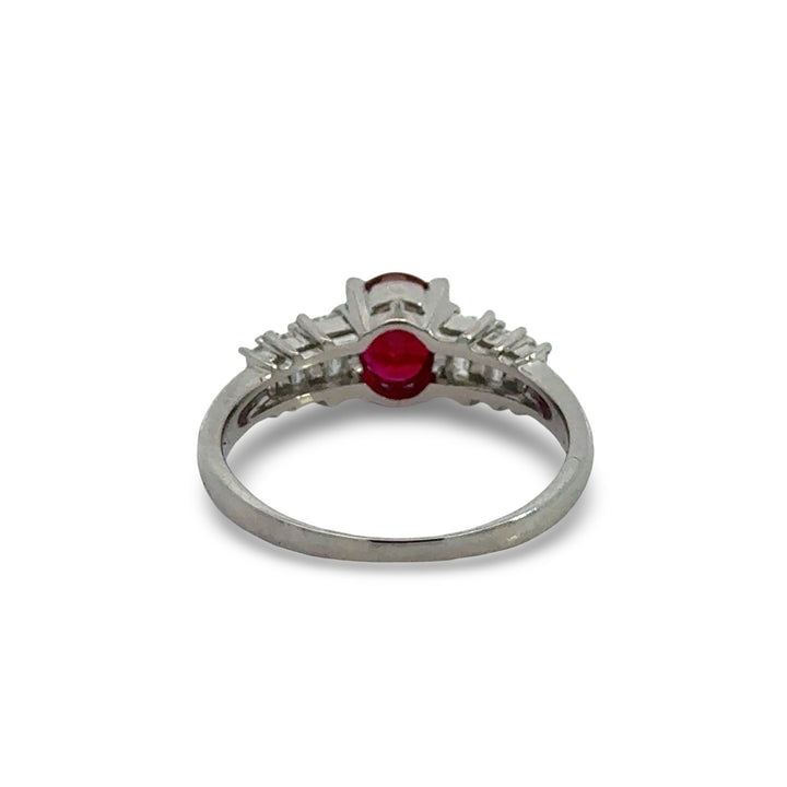 Fine Ruby and Diamond Platinum Ring