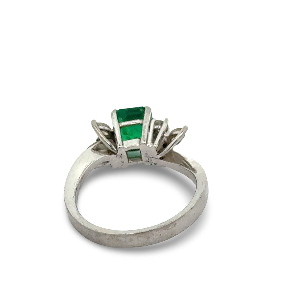 Designer Sena Emerald and Diamond Platinum Ring