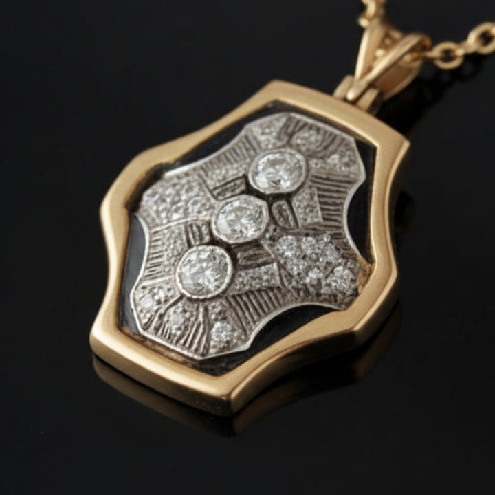Diamond Filigree Platinum and 14K Yellow Gold Pendant/Brooch